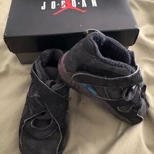 Jordan Kids Black Sneakers with Blue Highlights